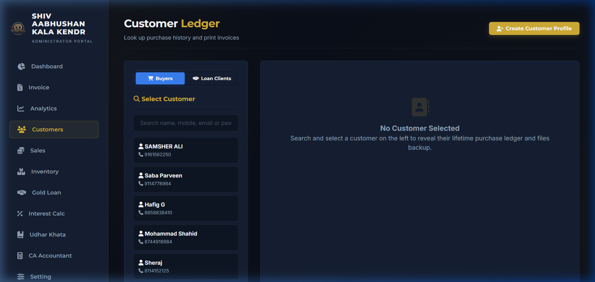 Real Customer Directory & Purchase Ledger Portal