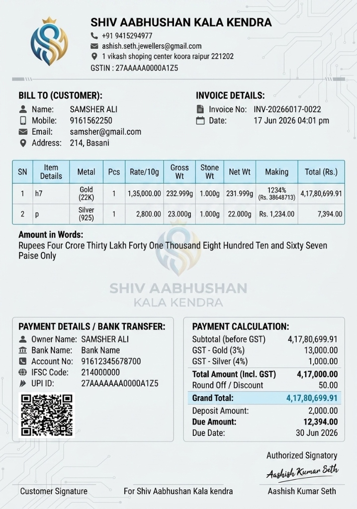Real GST-Compliant Official Jewelry Invoice PDF